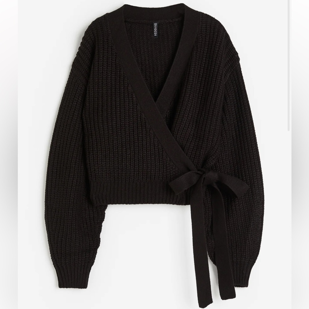 RIB-KNIT WRAP CARDIGAN